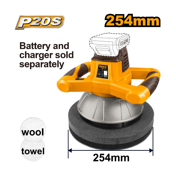 COPLI2001 Ingco 20V Lithium-Ion Cordless Polisher with 254mm Disc – COPLI2001 - Image 1