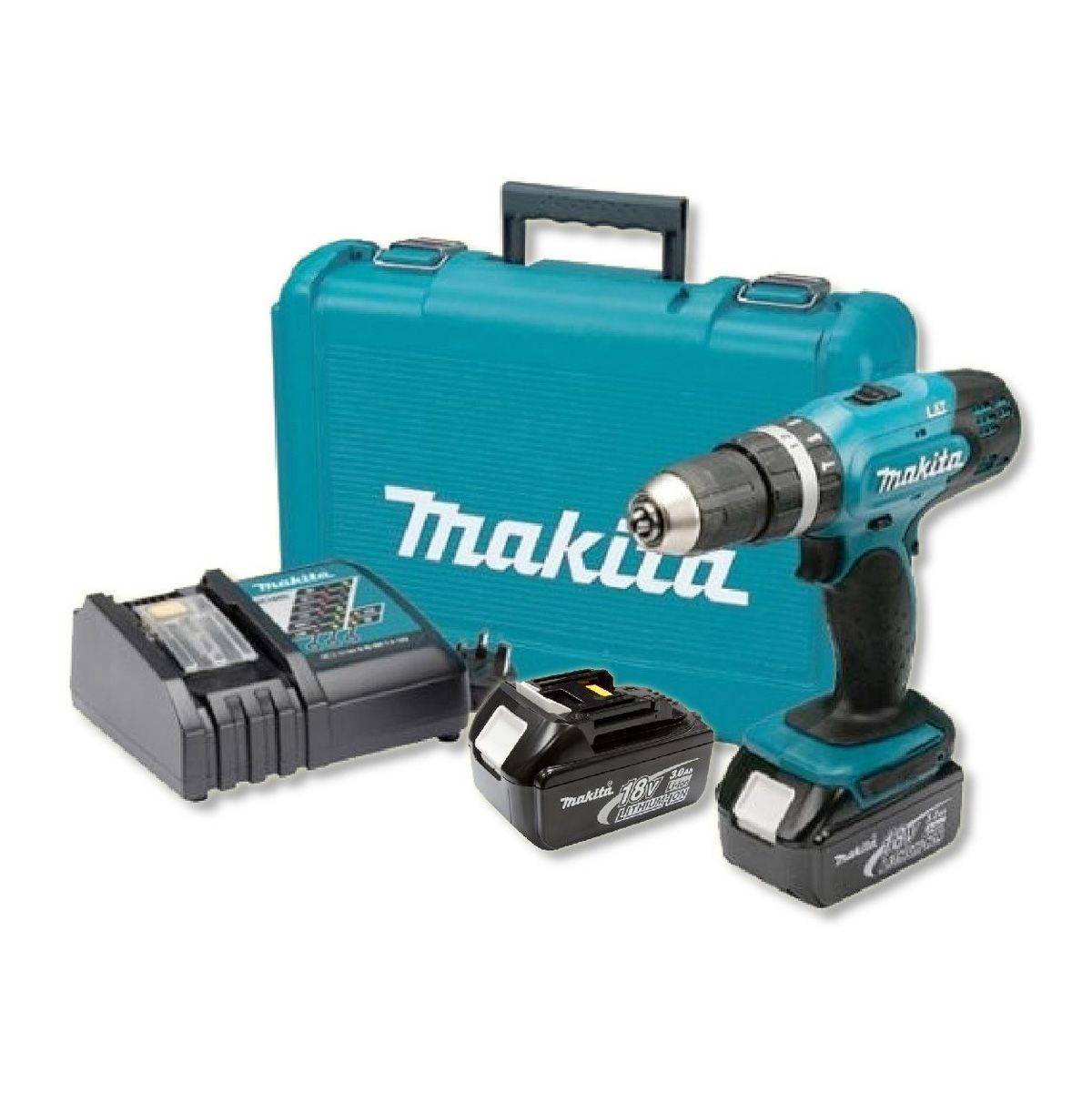 trapano-avvitatore-a-percussione-makita-dhp453rfe-a-batteria-18v-immagine- Cordless screwdriver with percussion Makita 18V - MK DHP453RFE - Image 1